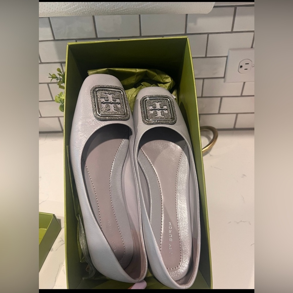Tory Burch Georgia Pave Leather Ballet Flats 8.5